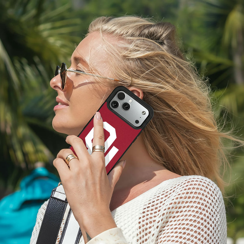 University of Oklahoma Sooners Solid iPhone Bump Phone Case for Apple iPhone Lifestyle.Jpg