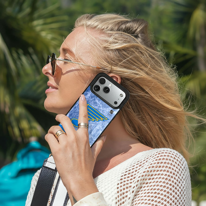 St. Louis Blues Ice Wordmark iPhone Bump Phone Case for Apple iPhone Lifestyle.Jpg