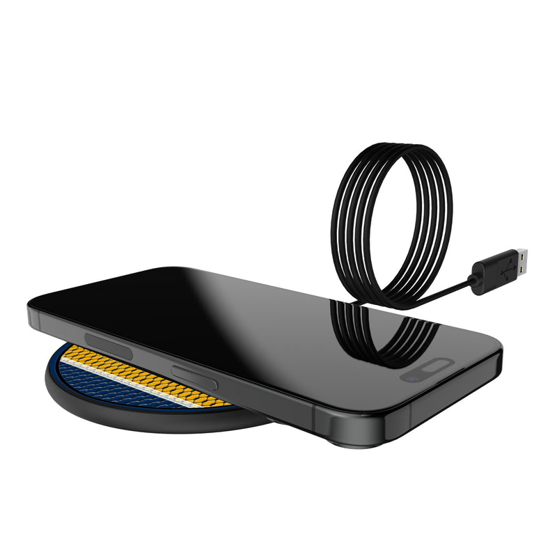West Virginia University Mountaineers Mesh 15-Watt Wireless Charger Lifestyle.Jpg