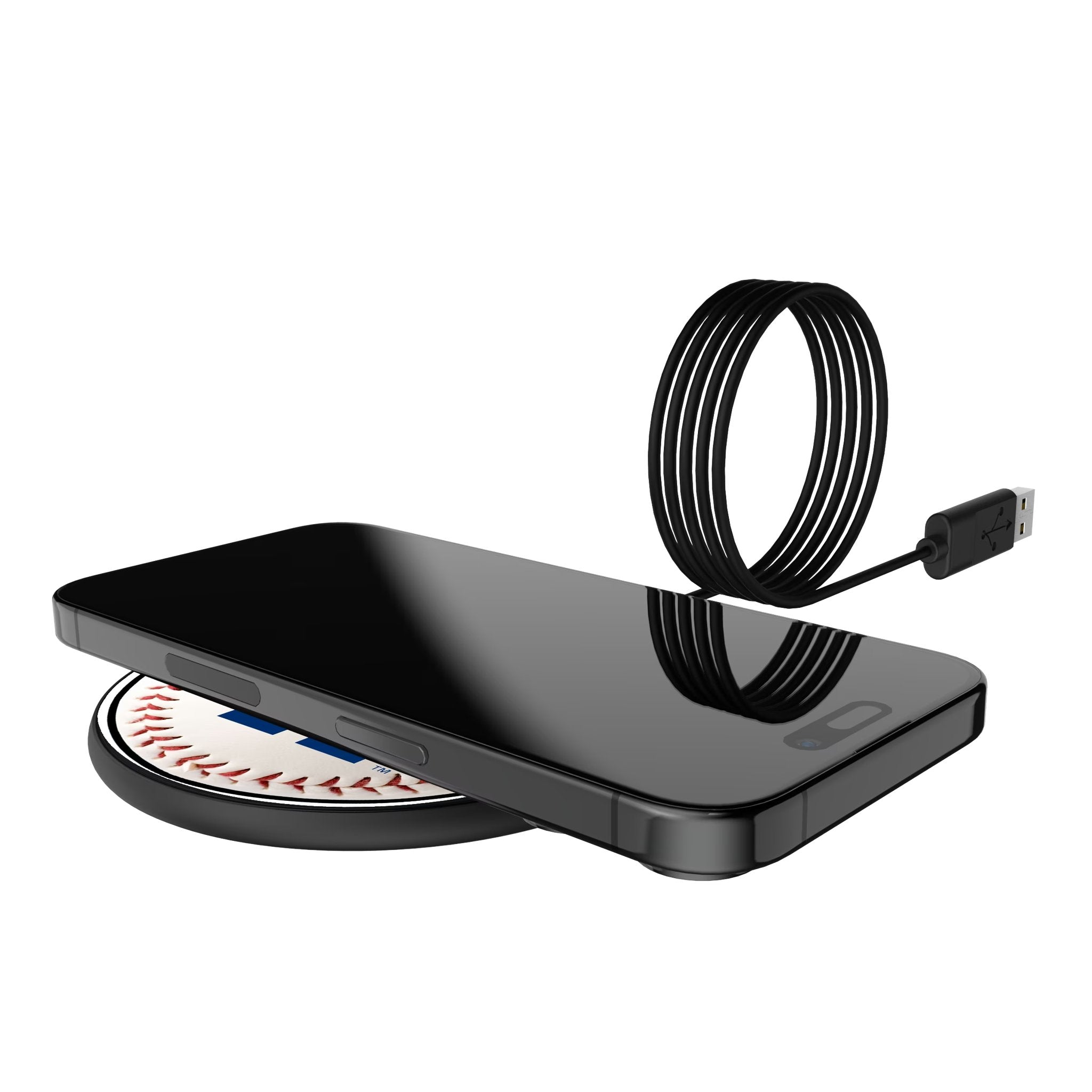 LA Dodgers Baseball 15-Watt Wireless Charger Lifestyle.Jpg