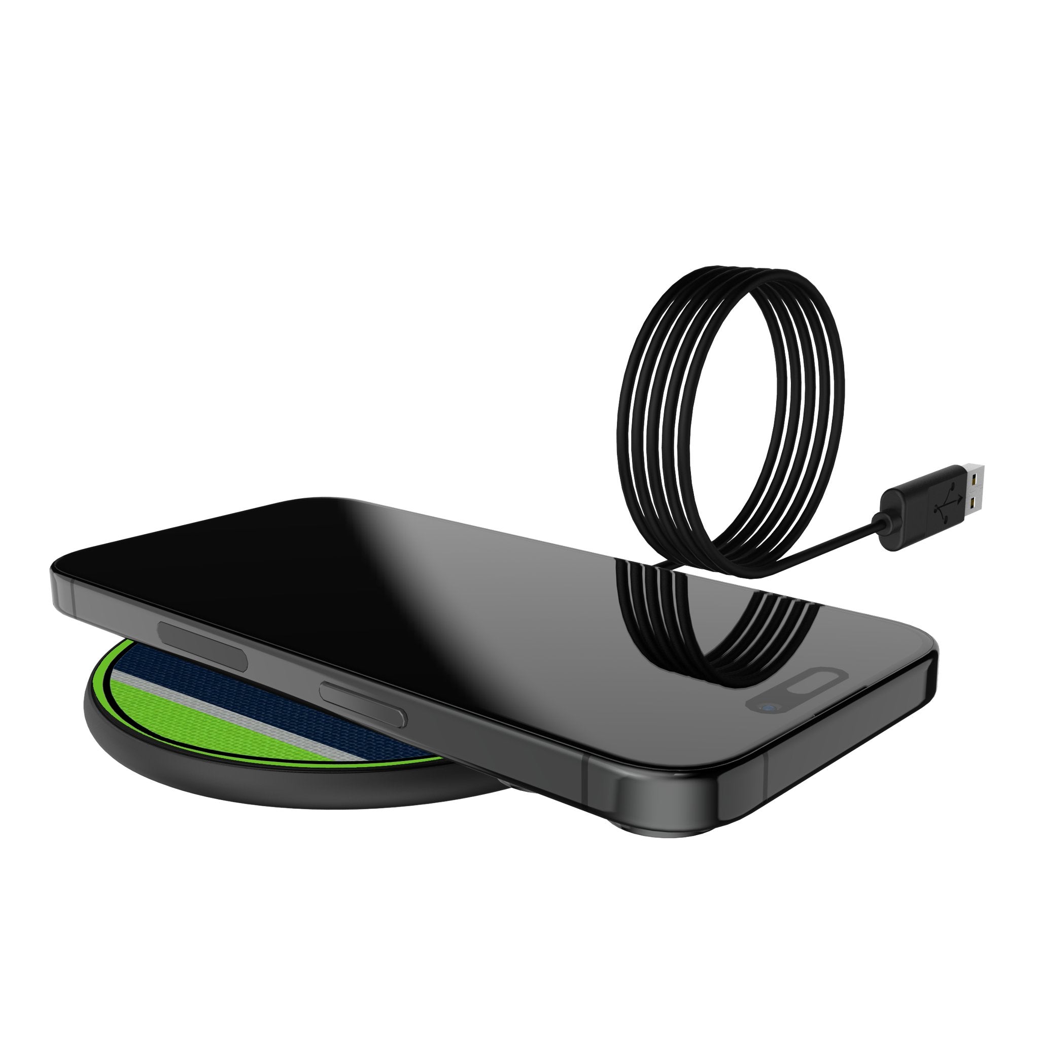 Seattle Seahawks Stripe 15-Watt Wireless Charger Lifestyle.Jpg