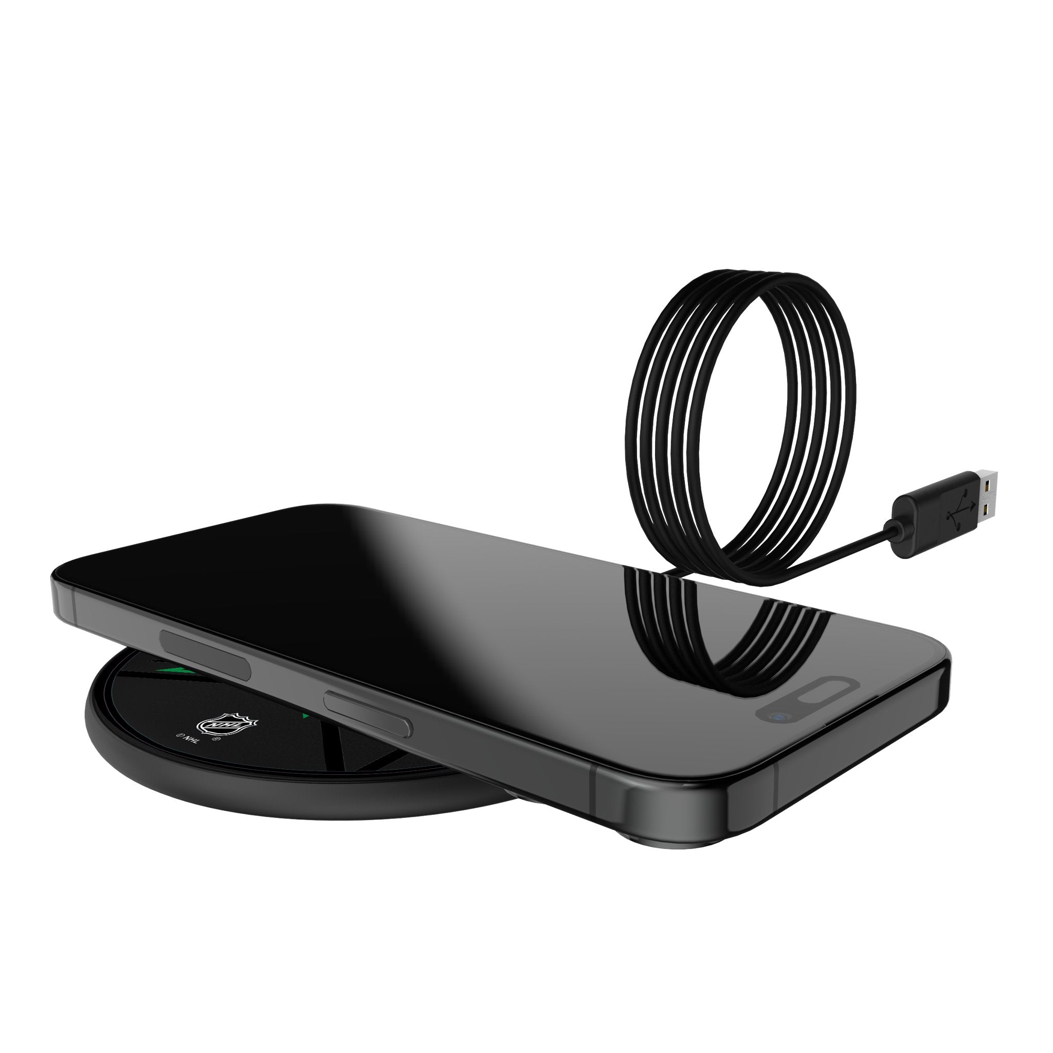 Dallas Stars Monocolor Tilt 15-Watt Wireless Charger Lifestyle.Jpg