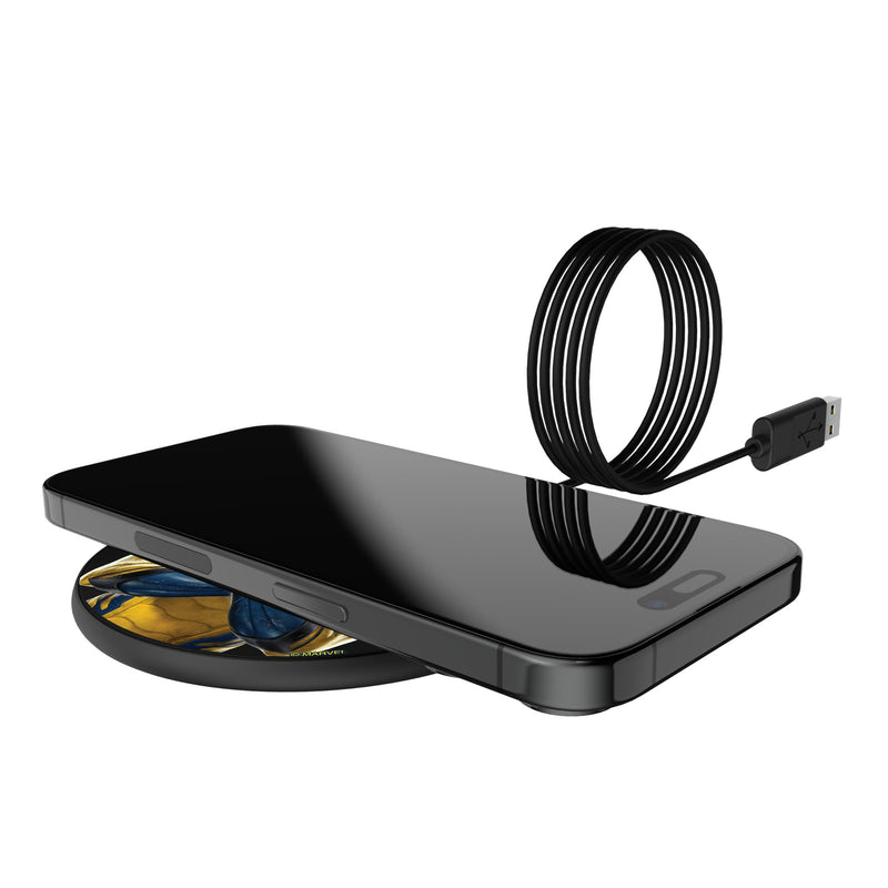 Marvel Deadpool Wolverine Badge 15-Watt Wireless Charger Lifestyle.Jpg