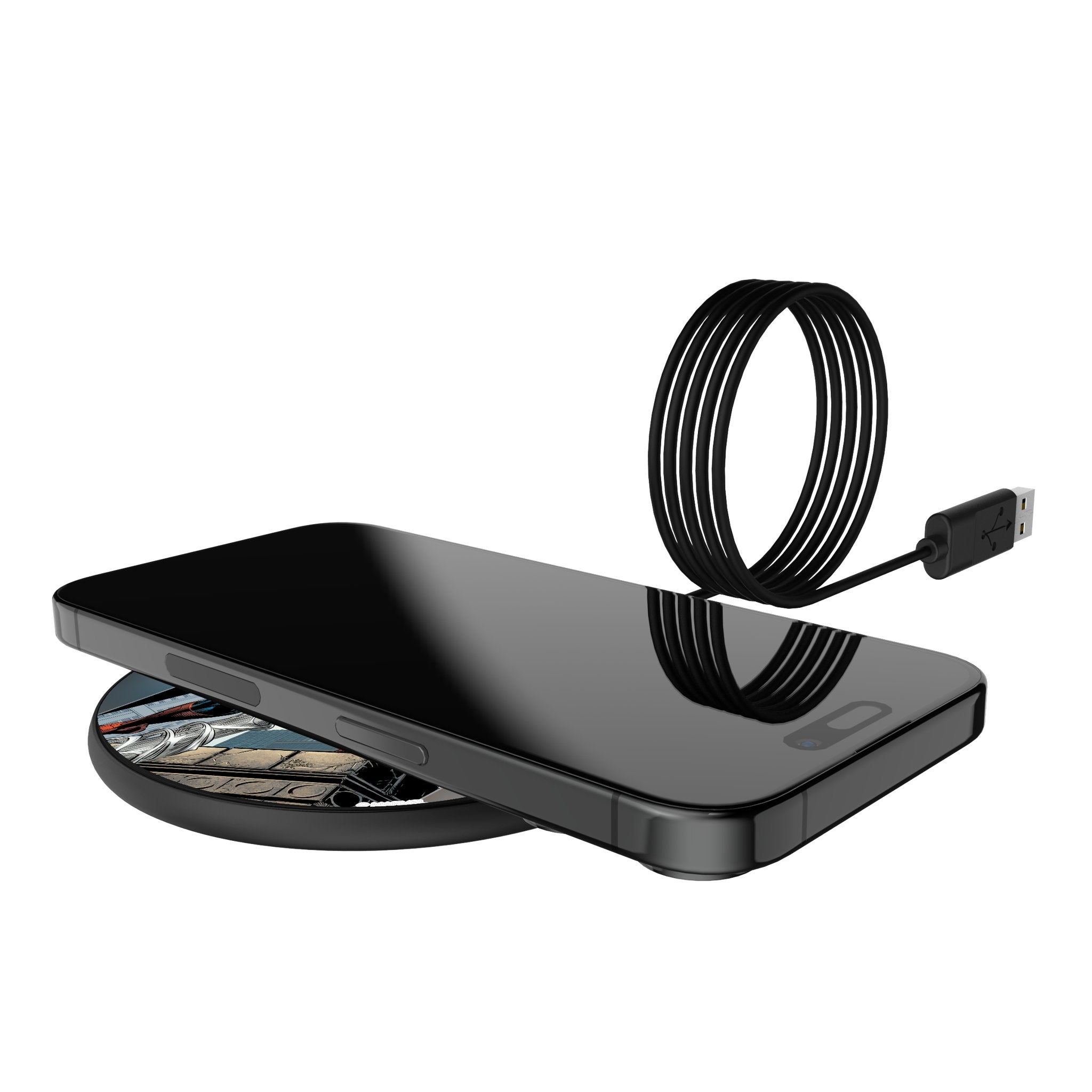 Marvel Spider-Man Cover Art 15-Watt Wireless Charger Lifestyle.Jpg