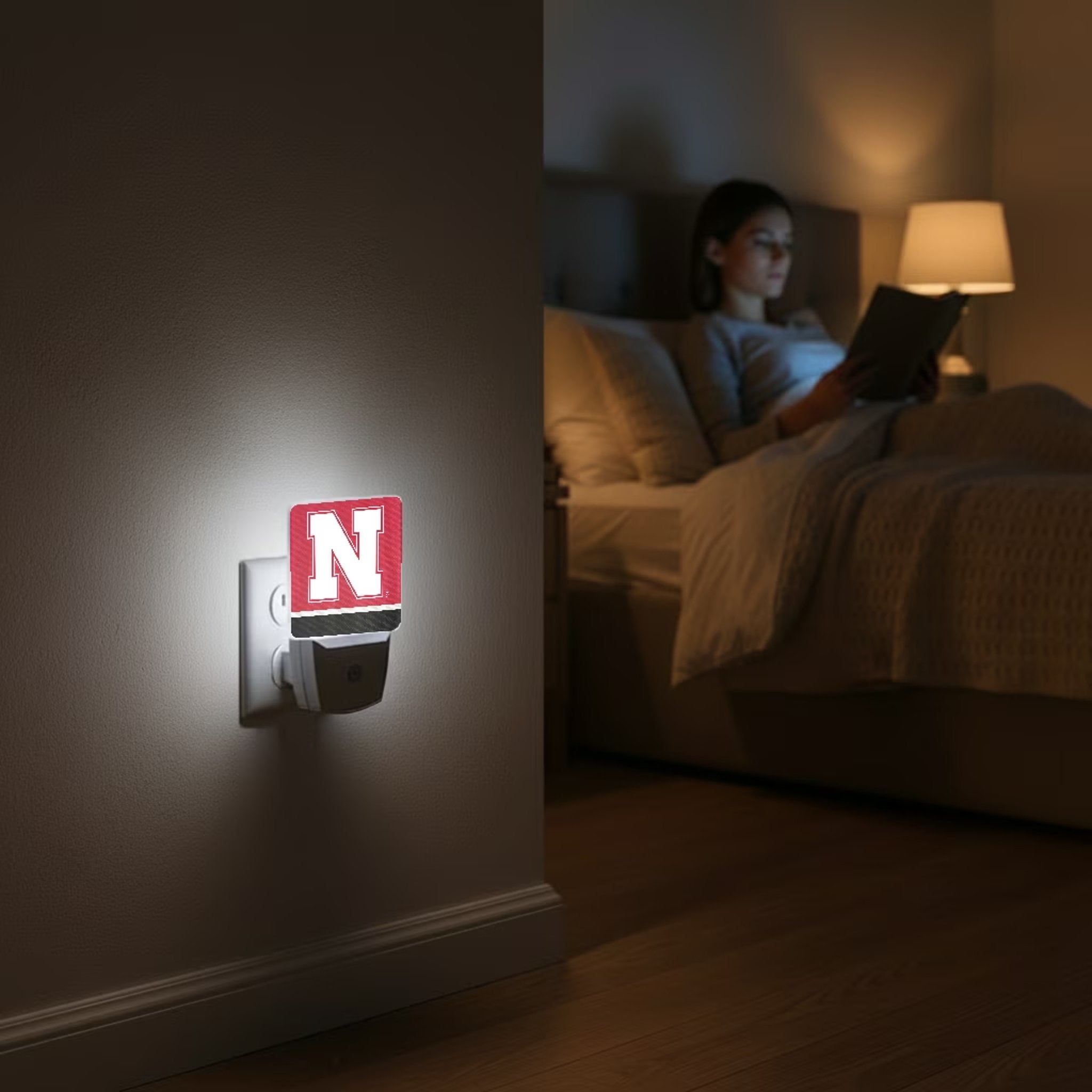 University of Nebraska Huskers Block N Stripe Night Light 2-Pack Lifestyle.Jpg