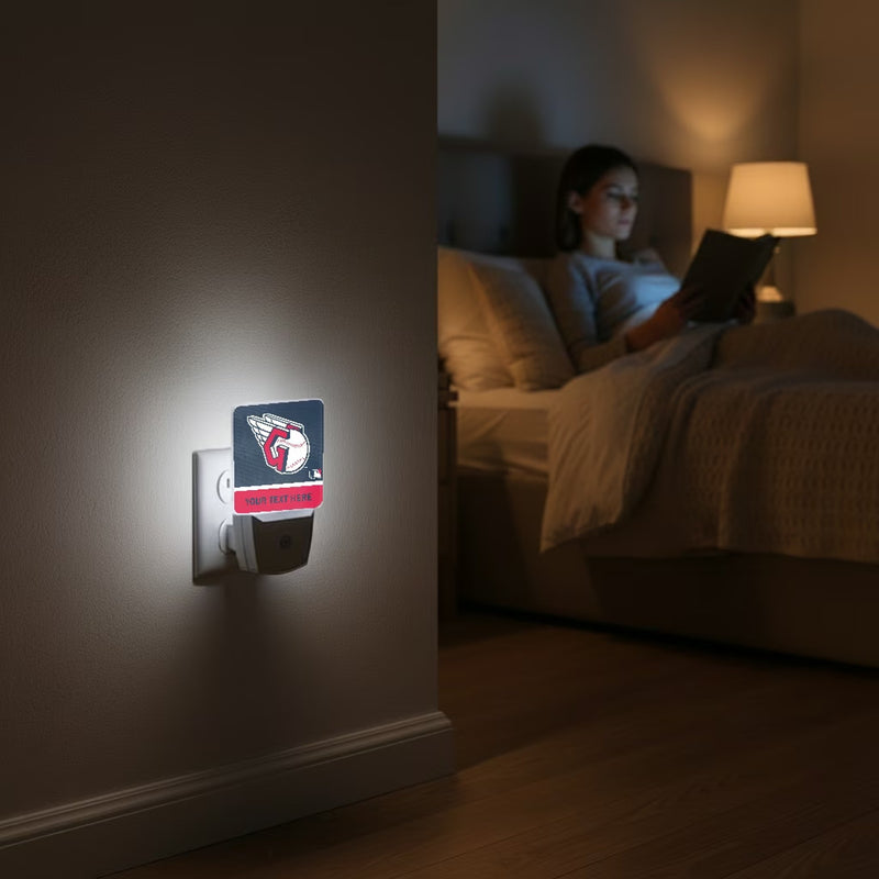 Cleveland Guardians Personalized Endzone Solid Night Light 2-Pack Lifestyle.Jpg