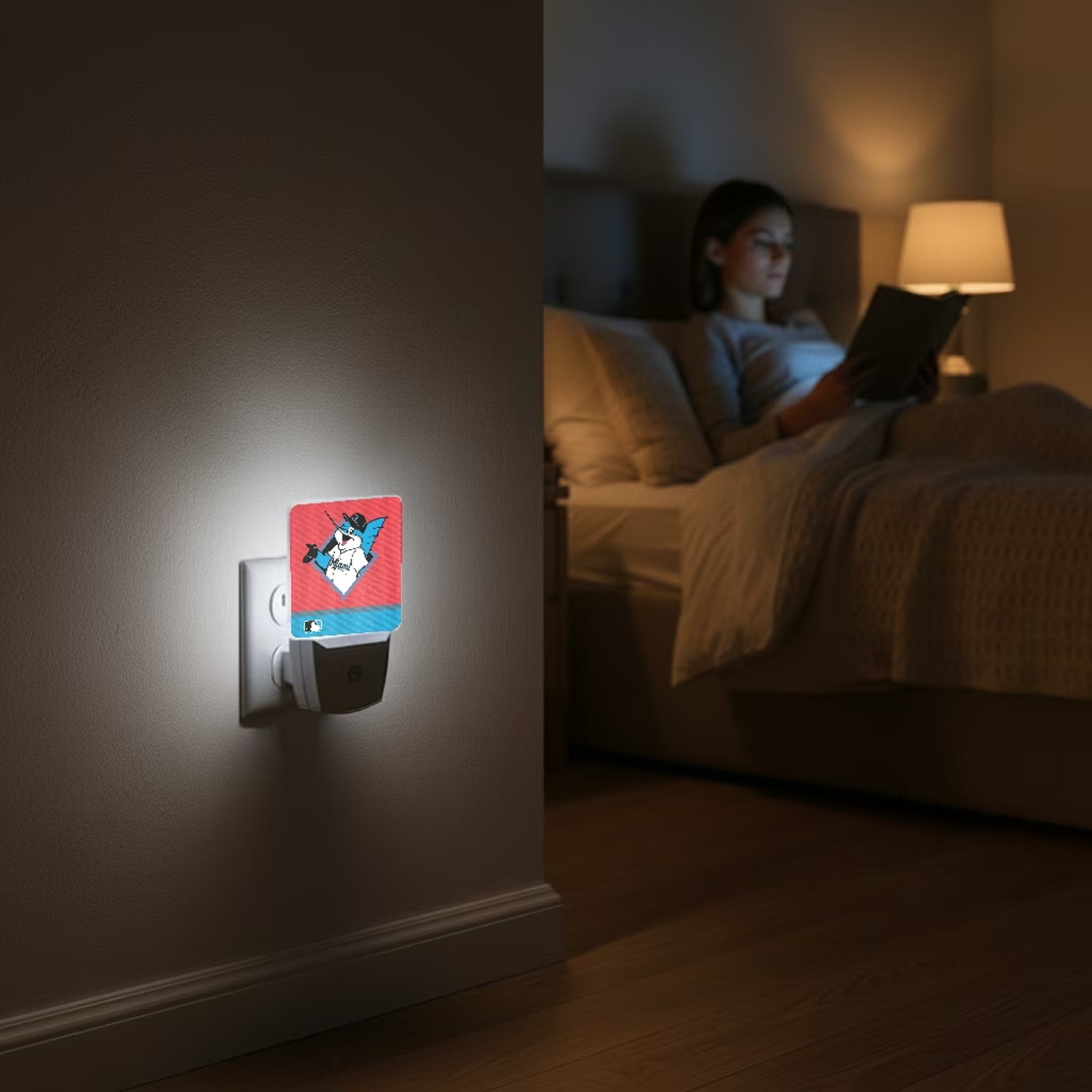 Miami Marlins Stripe Night Light 2-Pack Lifestyle.Jpg