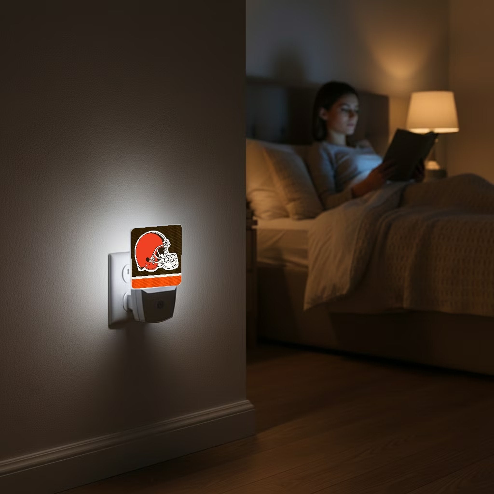 Cleveland Browns Stripe Night Light 2-Pack Lifestyle.Jpg