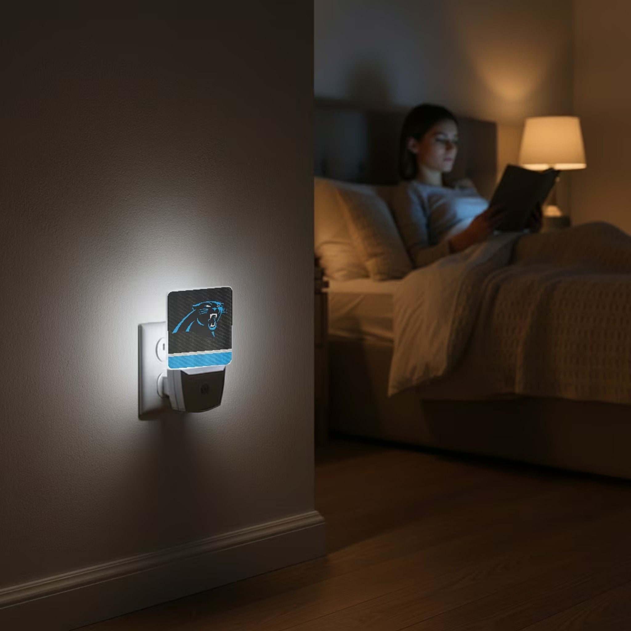 Carolina Panthers Stripe Night Light 2-Pack Lifestyle.Jpg