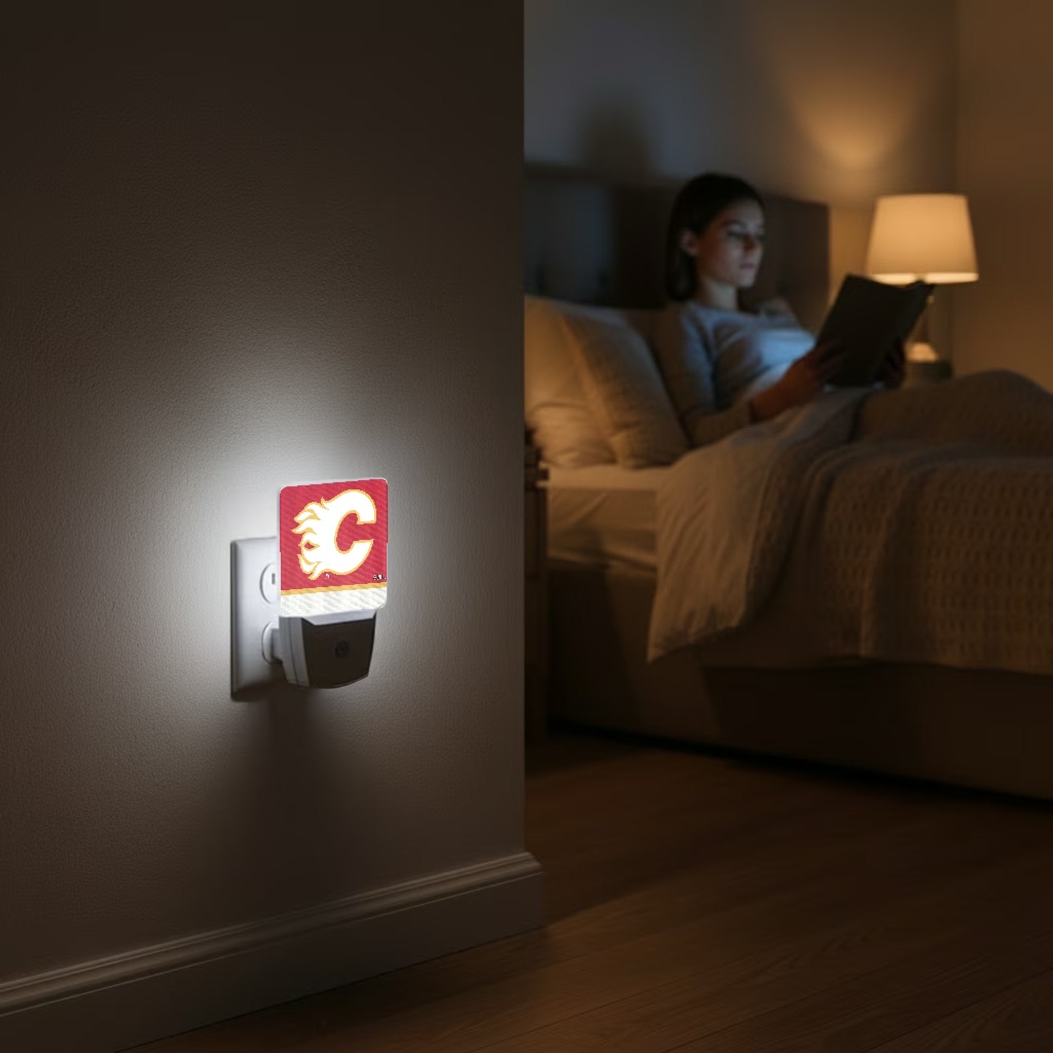 Calgary Flames Stripe Night Light 2-Pack Lifestyle.Jpg