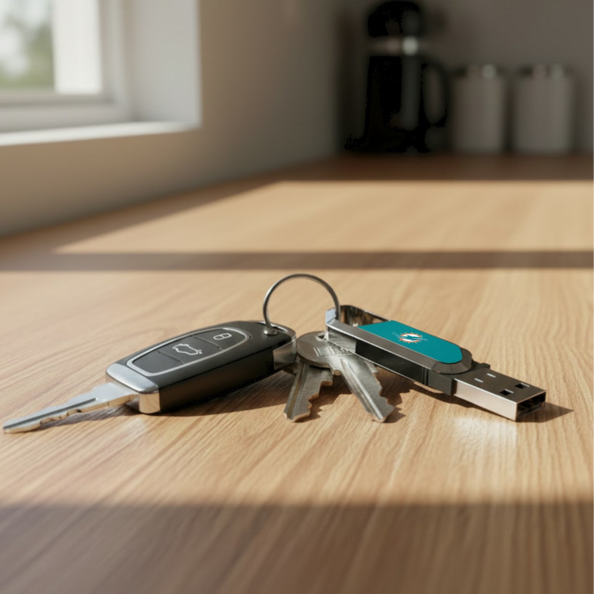 Miami Dolphins Solid USB 64GB Clip Style Flash Drive Lifestyle.Jpg