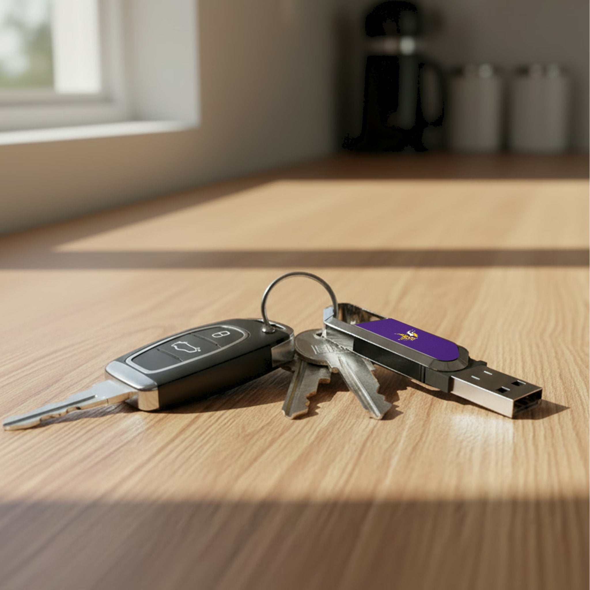 Minnesota Vikings Solid USB 64GB Clip Style Flash Drive Lifestyle.Jpg