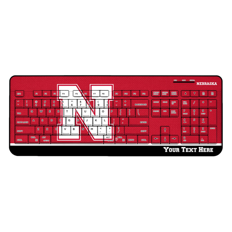 University of Nebraska Huskers Block N Personalized Endzone Solid Wireless USB Keyboard