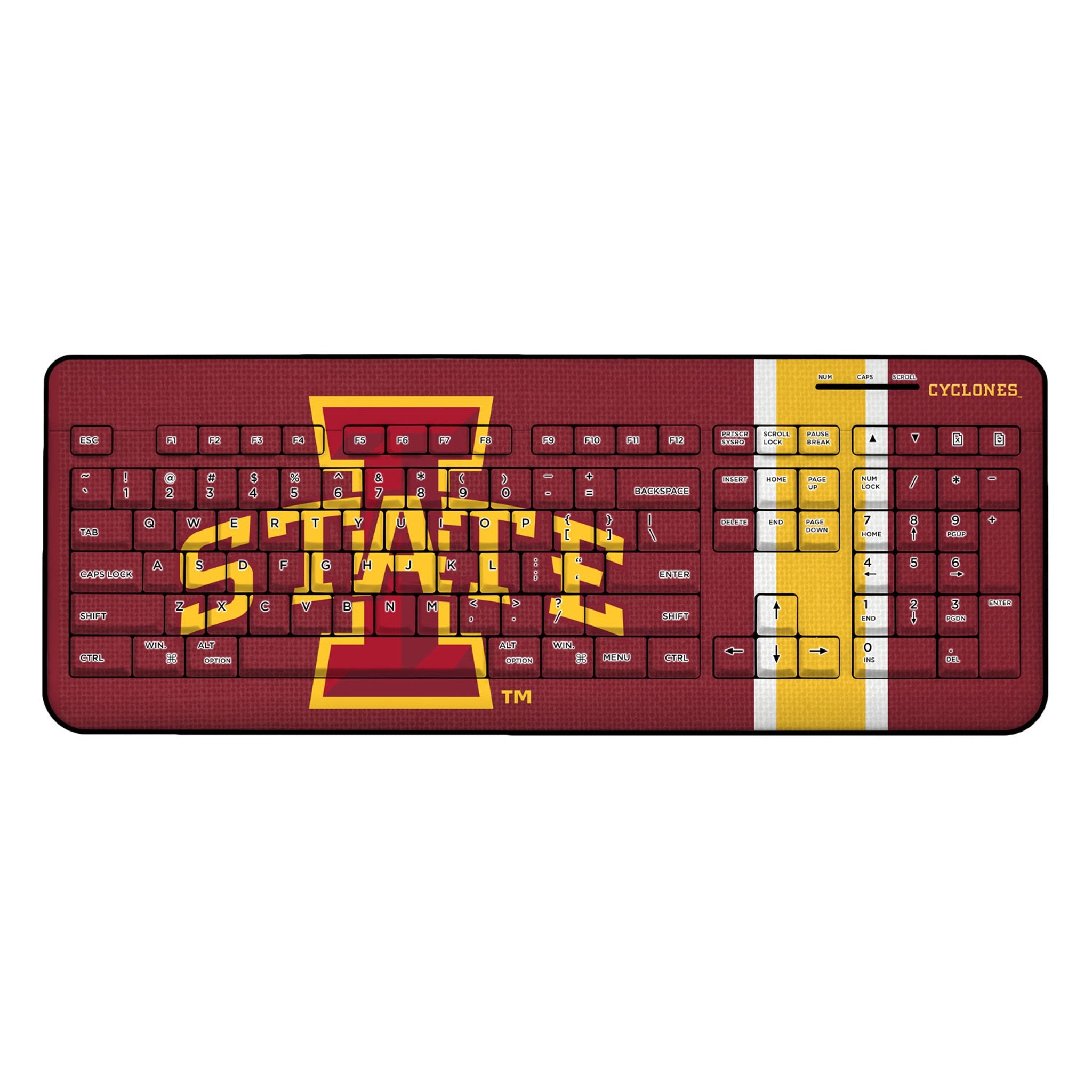 Iowa State University Cyclones Stripe Wireless USB Keyboard