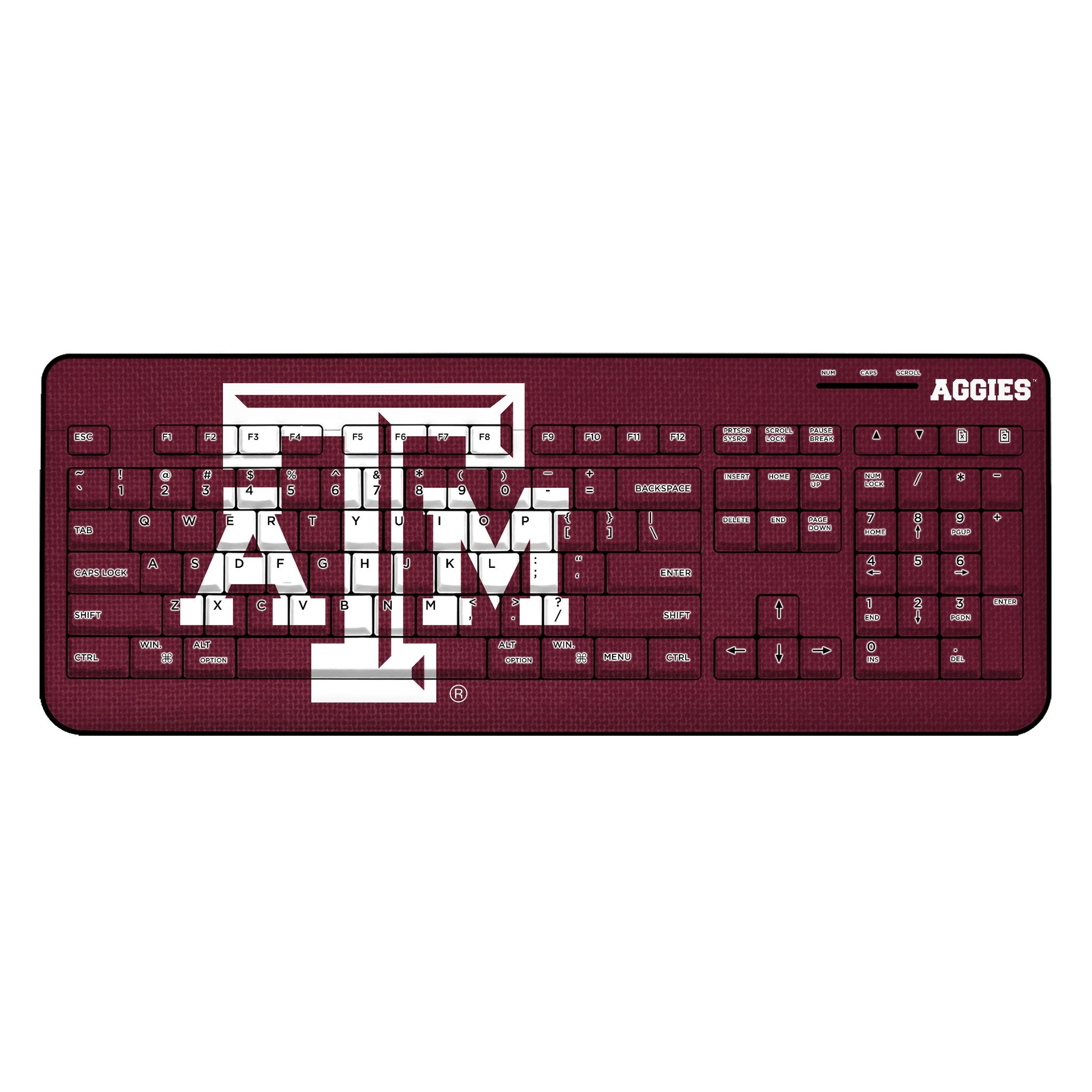 Texas A&M University Aggies Solid Wireless USB Keyboard