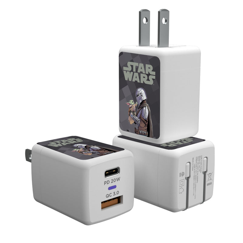 Star Wars: The Mandalorian Grogu and Din Djarin Color Block USB A/C Charger