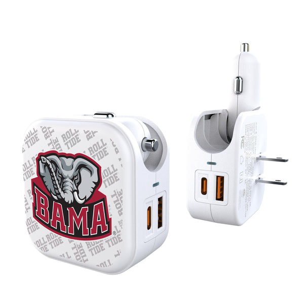University of Alabama Crimson Tide Script A Quadtile 2 in 1 USB Charger