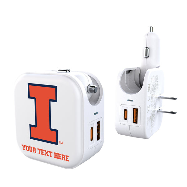 University of Illinois Fighting Illini Personalized Insignia 2 in 1 USB Charger