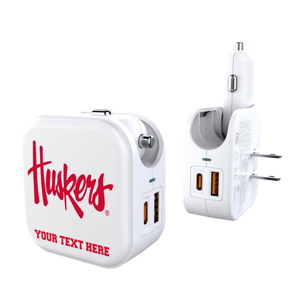 University of Nebraska Huskers Personalized Insignia 2 in 1 USB Charger