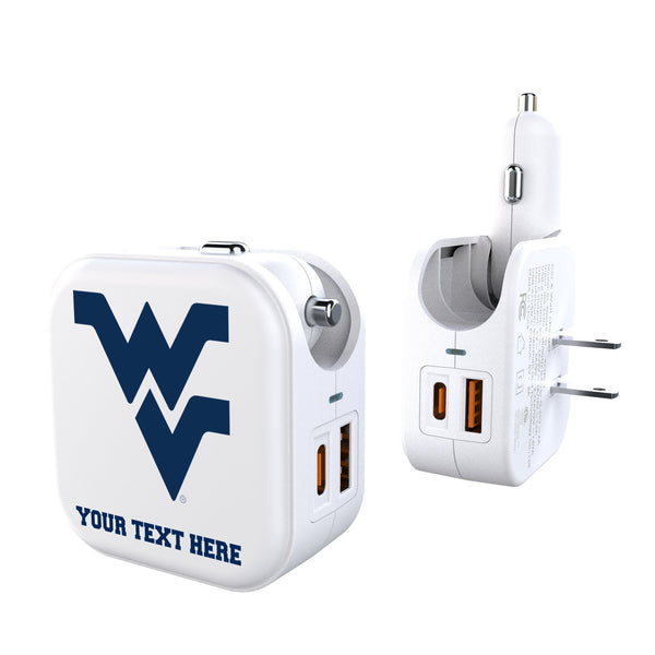 West Virginia University Mountaineers Personalized Insignia 2 in 1 USB Charger