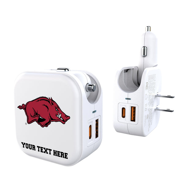 University of Arkansas Fayetteville Razorbacks Personalized Insignia 2 in 1 USB Charger