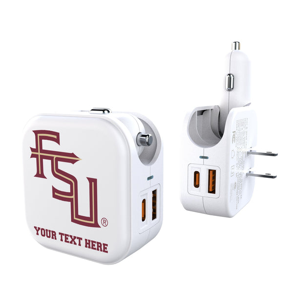 Florida State University Seminoles Athletic Wordmark Personalized Insignia 2 in 1 USB Charger