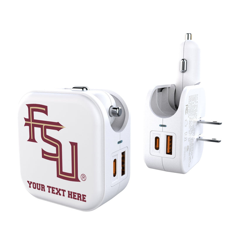 Florida State University Seminoles Athletic Wordmark Personalized Insignia 2 in 1 USB Charger