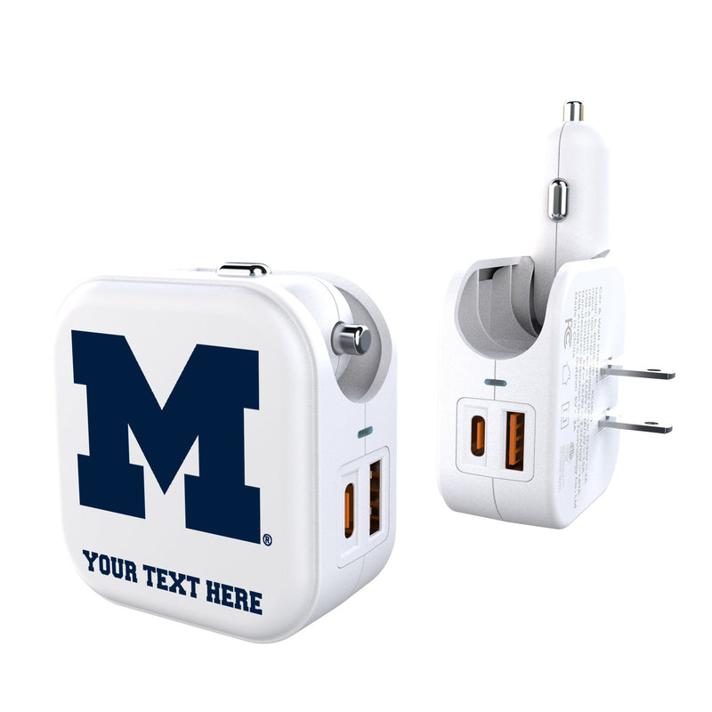 University of Michigan Wolverines Personalized Insignia 2 in 1 USB Charger
