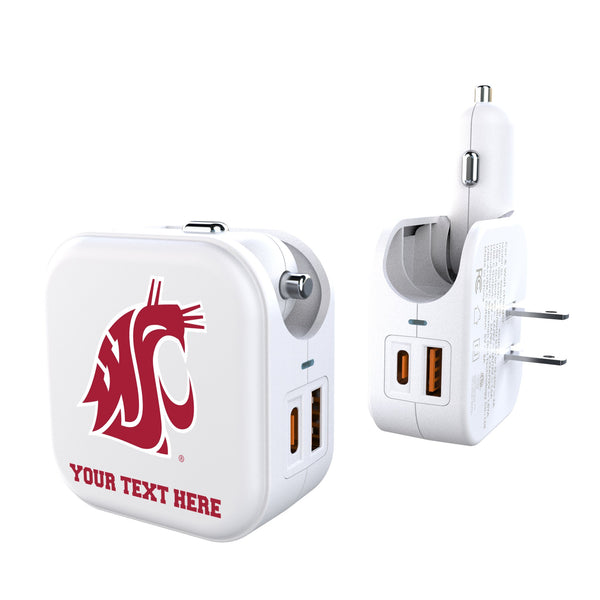 Washington State University Cougars Personalized Insignia 2 in 1 USB Charger