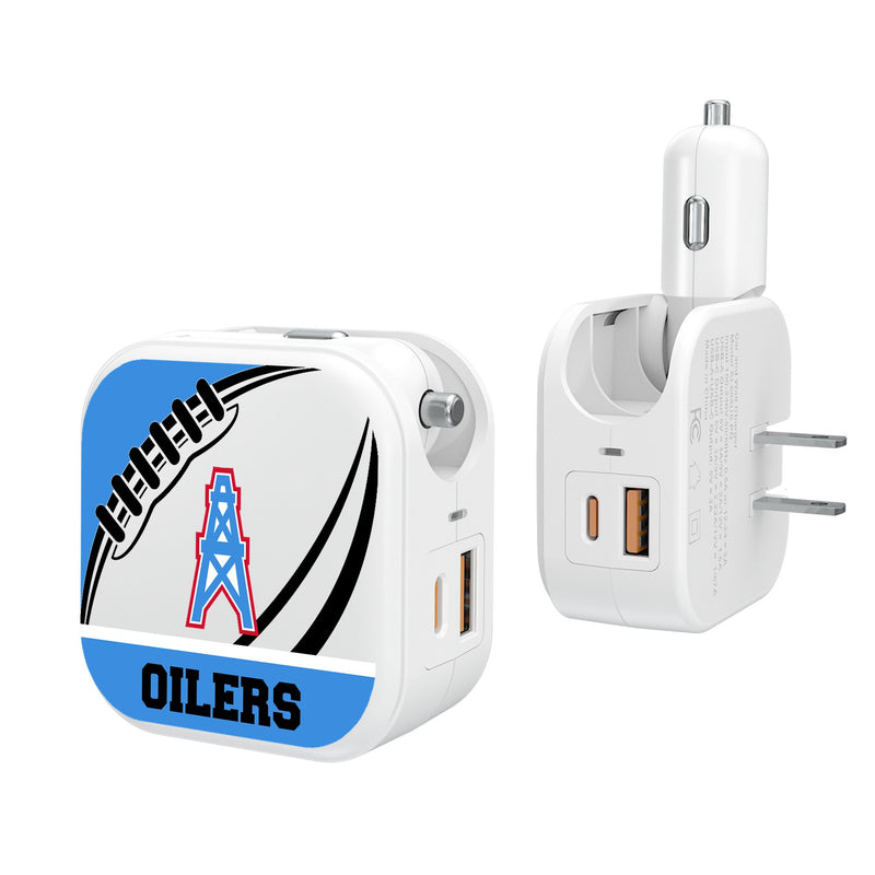 Houston Oilers Historic Collection Passtime 2 in 1 USB Charger