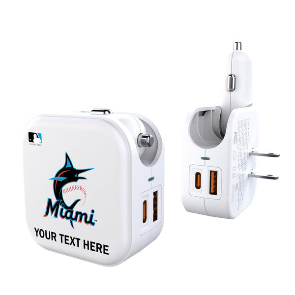 Miami Marlins Personalized Insignia 2 in 1 USB Charger