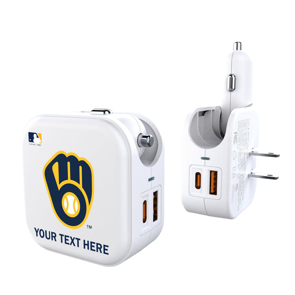Milwaukee Brewers Personalized Insignia 2 in 1 USB Charger