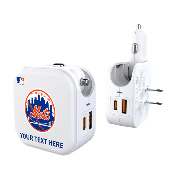 New York Mets Personalized Insignia 2 in 1 USB Charger