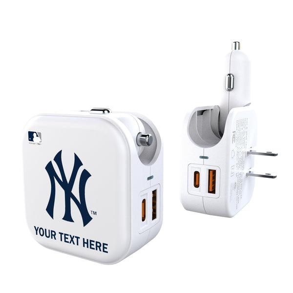 New York Yankees Personalized Insignia 2 in 1 USB Charger