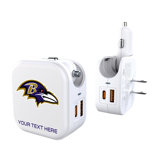 Baltimore Ravens Personalized Insignia 2 in 1 USB Charger