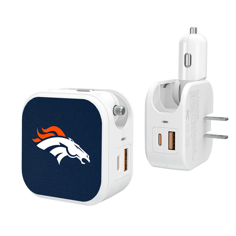 Denver Broncos Solid 2 in 1 USB Charger