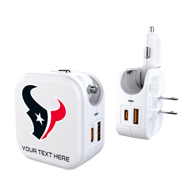Houston Texans Personalized Insignia 2 in 1 USB Charger