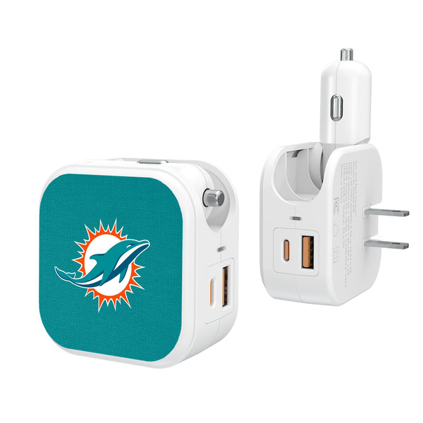 Miami Dolphins Solid 2 in 1 USB Charger