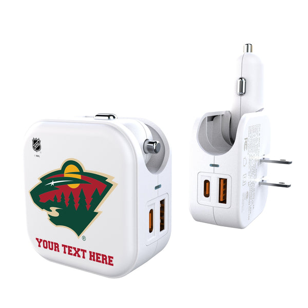 Minnesota Wild Personalized Insignia 2 in 1 USB Charger