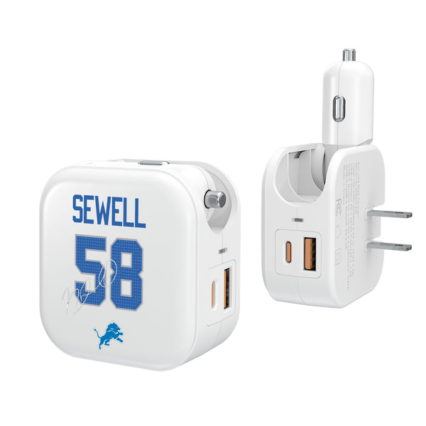 Penei Sewell Detroit Lions 58 Ready 2 in 1 USB Charger