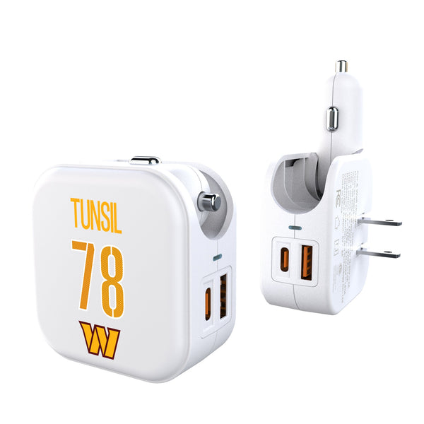 Laremy Tunsil Washington Commanders 78 Game Tactic 2 in 1 USB Charger