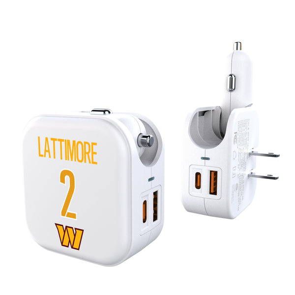 Marshon Lattimore Washington Commanders 2 Game Tactic 2 in 1 USB Charger