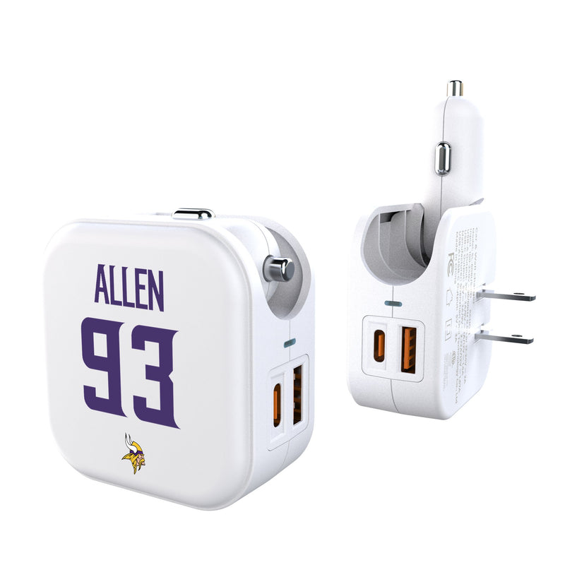 Jonathan Allen Minnesota Vikings 93 Game Tactic 2 in 1 USB Charger