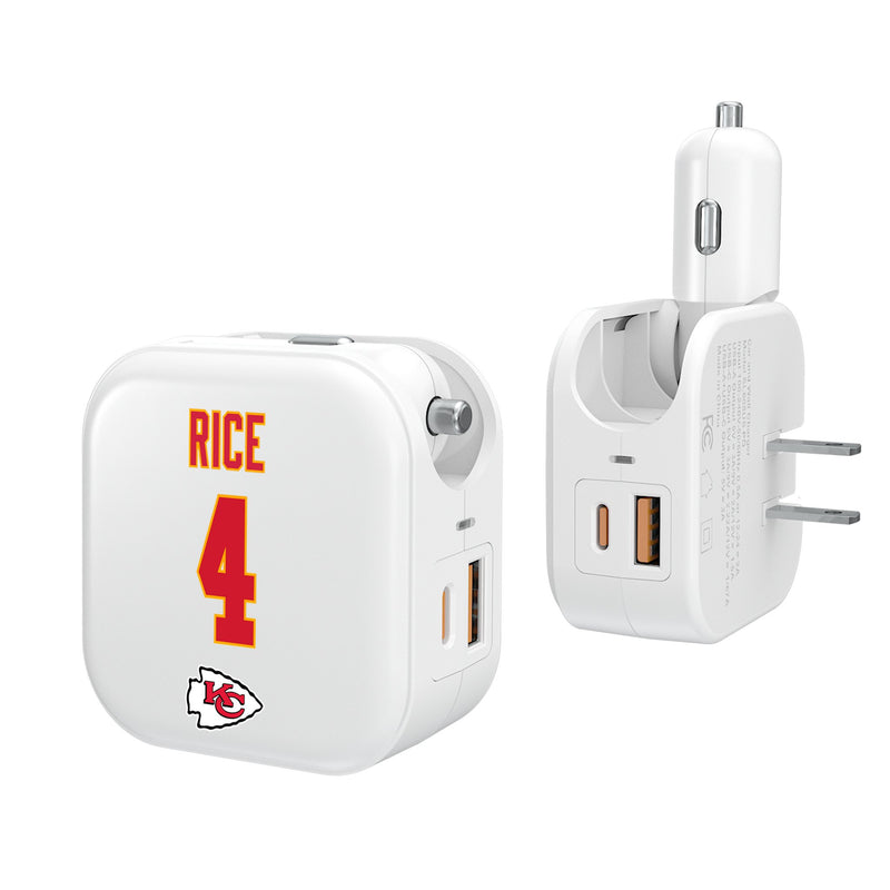 Rashee Rice Kansas City Chiefs 4 Ready 2 in 1 USB Charger