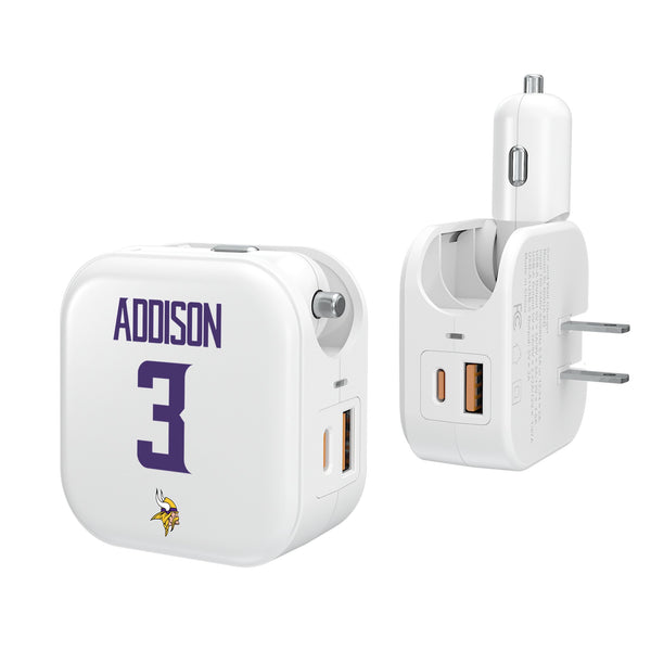 Jordan Addison Minnesota Vikings 3 Ready 2 in 1 USB Charger
