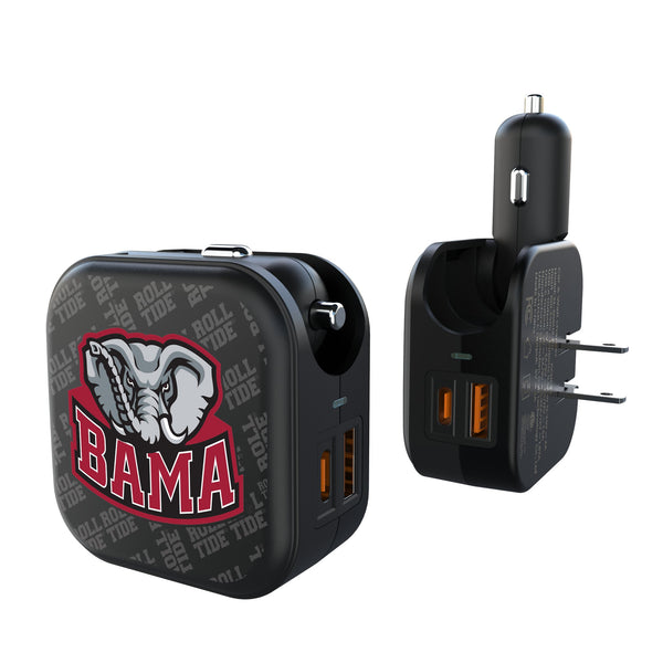 University of Alabama Crimson Tide Script A Quadtile 2 in 1 USB A/C Charger