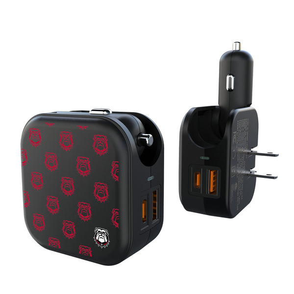 University of Georgia Bulldogs Uga Fashion Pattern 2 in 1 USB A/C Charger