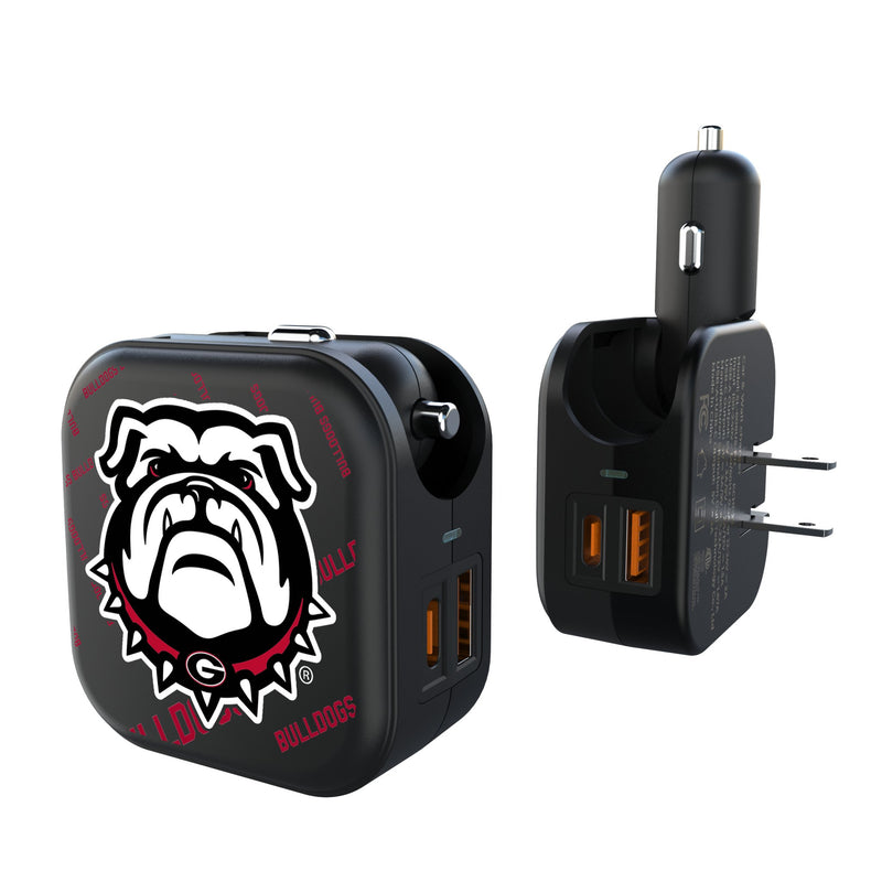 University of Georgia Bulldogs Uga Quadtile 2 in 1 USB A/C Charger