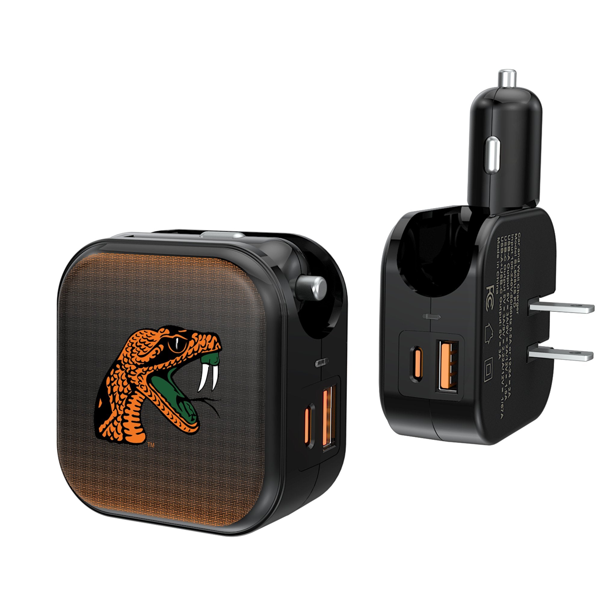 Florida A&M University Rattlers Linen 2 in 1 USB A/C Charger