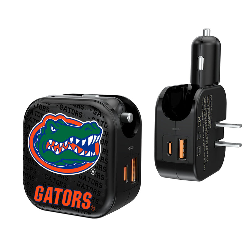 University of Florida Gators Text Backdrop 2 in 1 USB A/C Charger